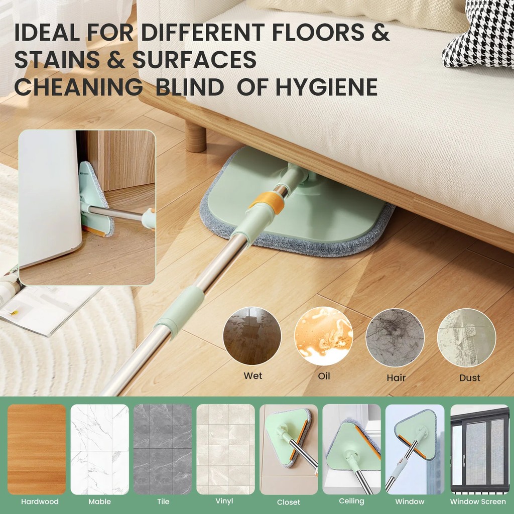 Rotating Squeeze Mop with Bucket Set with 4 Replaceable Mop Pads 360 Spin Microfiber Lazy Floor