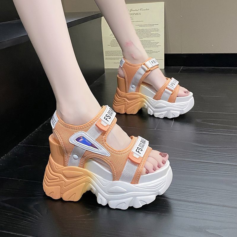 Fashion Summer Women Platform Sandals Wedges Thick Bottom Casual Mesh Shoes Woman 10.5CM High Heels