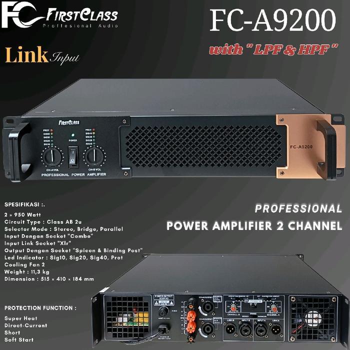 Professional Power Mixer 2 Channel With Crossover  Firstclass FC A9200 | Power Amplifier FCA 9200