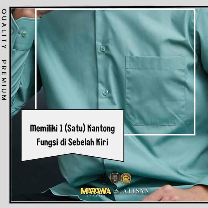 Big Size - Kemeja Alisan Polos Pria Lengan Panjang Bahan Katun Harga Termurah Top Formal