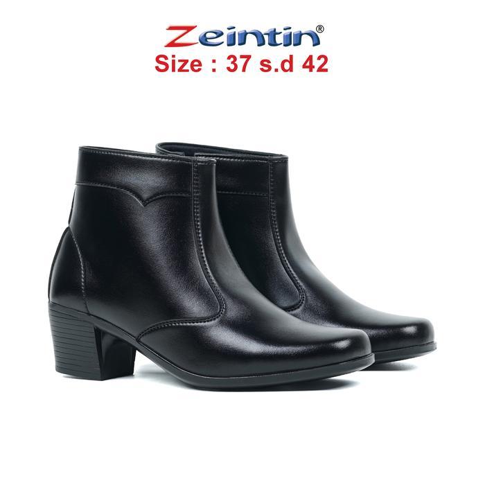 Zeintin - Sepatu Boots Wanita Full Hitam Formal Sepatu Boot Wanita Fashion Casual Zo #Sale
