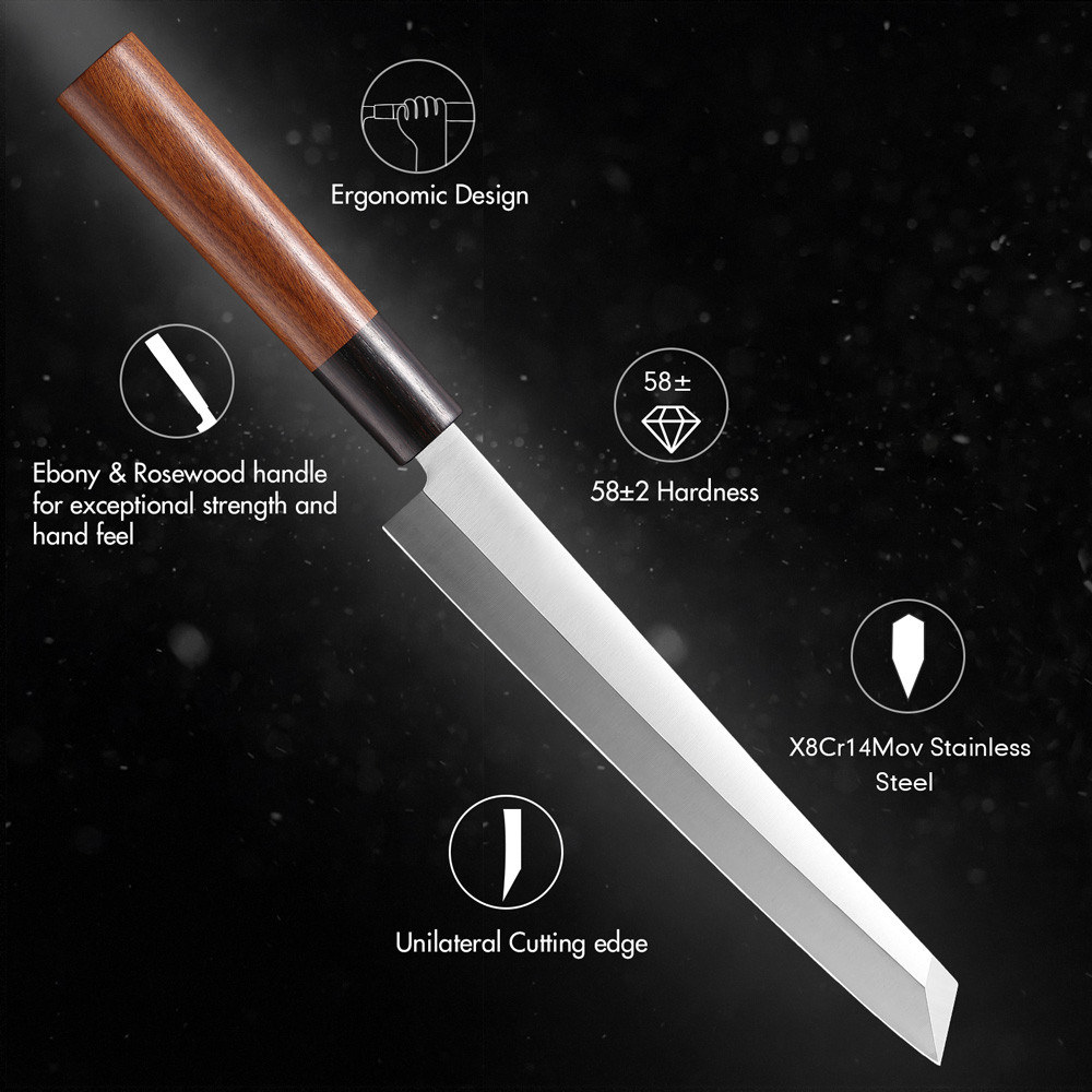 MOSTODOZO 8.66" Sashimi Knife X8Cr14MoV Stainless Steel Salmon Knife Fish Beef Slicer Household