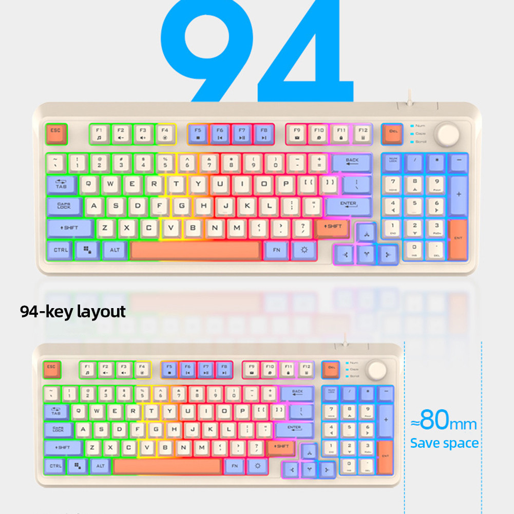 K82 Gaming Keyboard RGB Light Mechanical Keyboard 94 Keys Luminous Keyboard Hot-Swap Keyboard for