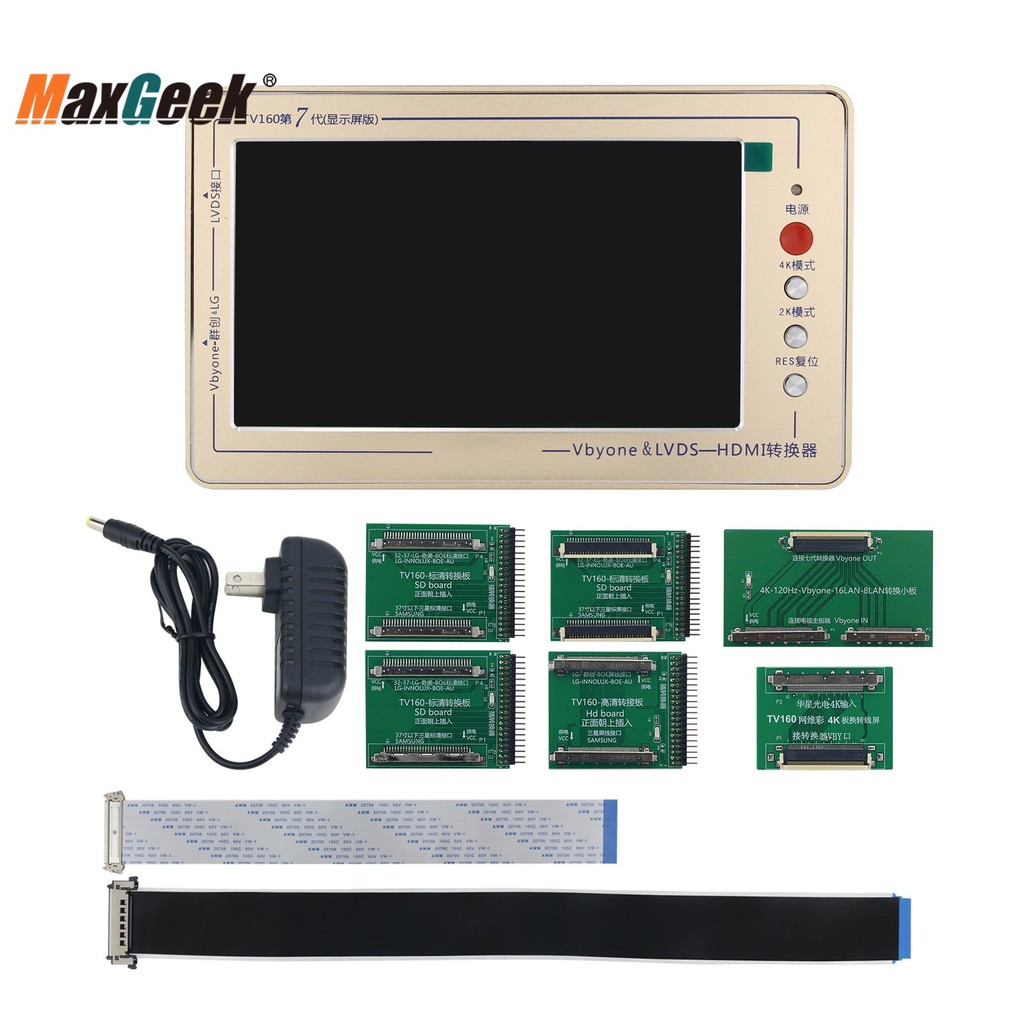 MAXGEEK TV160 7TH GENERATION MAINBOARD TESTER TOOL LCD DISPLAY VBYONE LVDS TO HDMI-COMPATIBLE