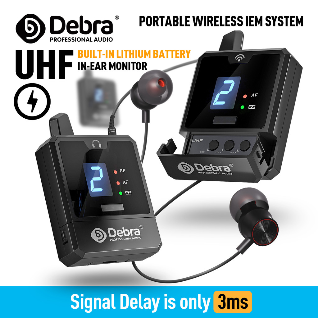 Debra Audio IEM Er-Mini Wireless In-Ear Monitor System Protable Li-on Rechargeable For Audio