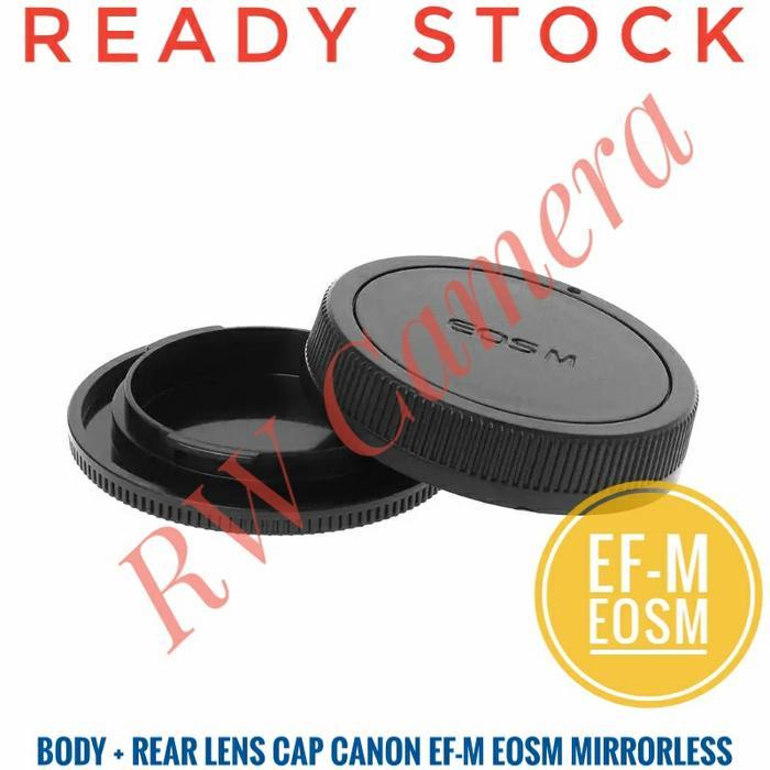 EOSM Tutup Body Plus Rear Lens Cap Lensa Belakang Canon EFM Mirrorless M10 M100 M3 M5 M50 M6 EOSM *