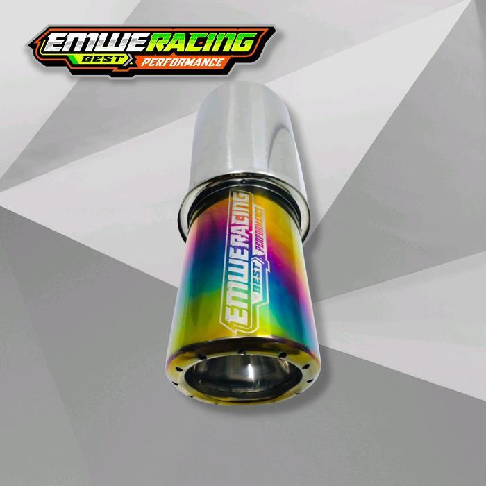 Knalpot Mobil Emwe Racing Gronel Pelangi Full Stenlis Ngebas Adem Bulet Empuk Gahar Bass Inlet 2Inc