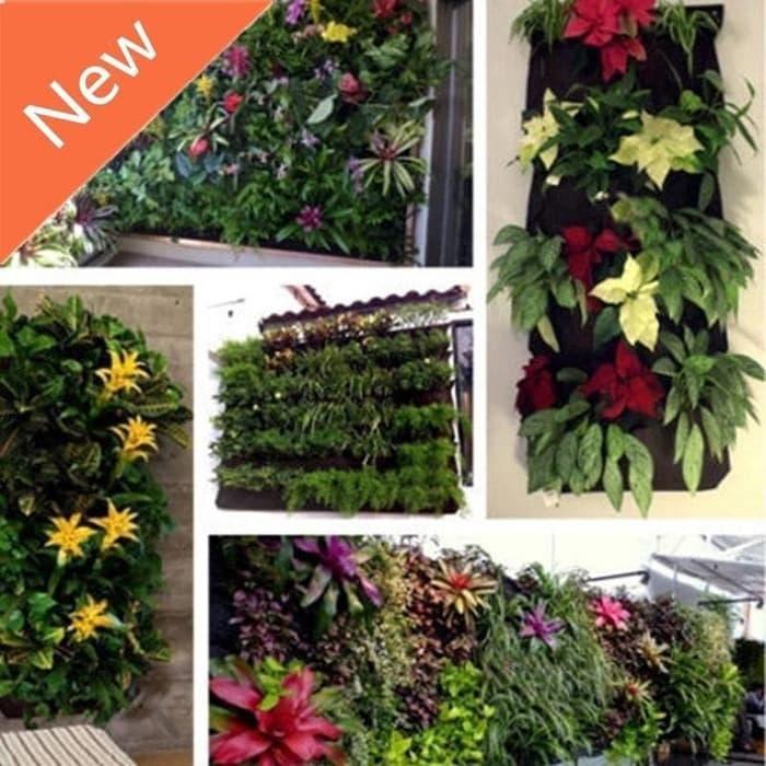 9 Pocket Tas Dinding Hijau/ Pot Tanaman Dinding/Karpet Vertical Garden