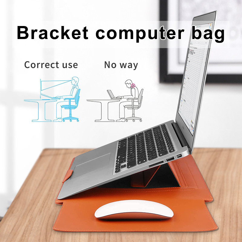Multipurpose Laptop Sleeve 13/14/15/16 Inch With Bracket Waterproof Laptop Bag Laptop Case PU