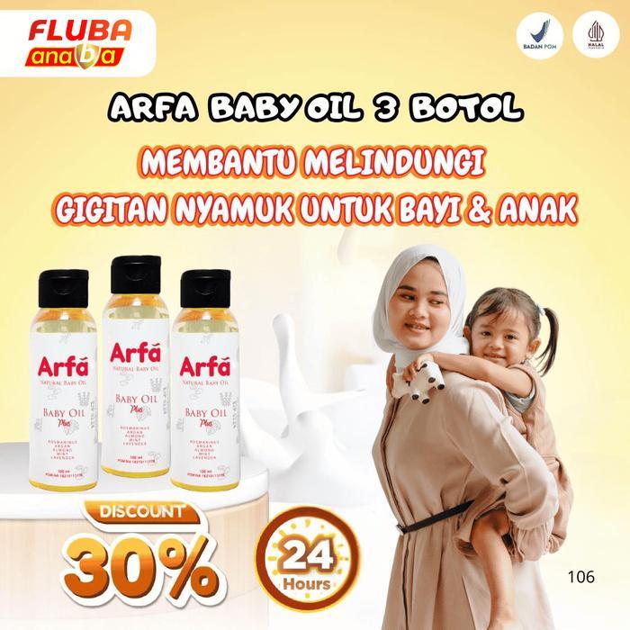 ARFA NATURAL BABY OIL - BABY BODY MASSAGE OIL - 3 BOTOL