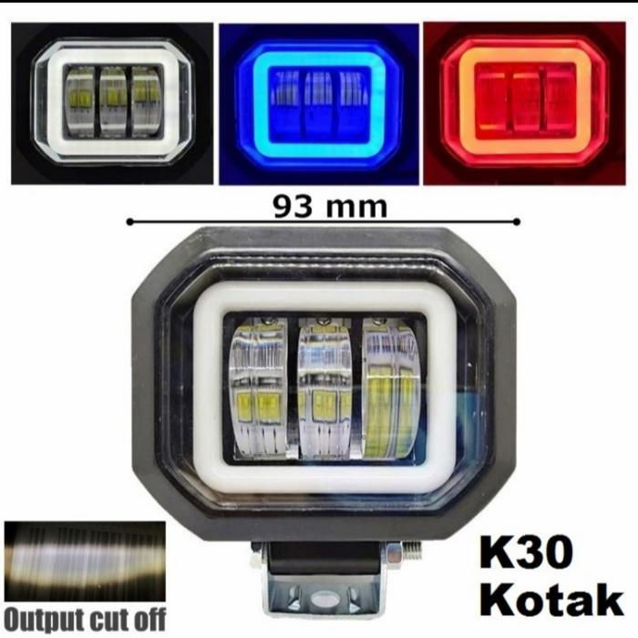 Lampu Tembak Sorot Led K30 3Mata 30 Watt Kotak Cwl Motor Mobil