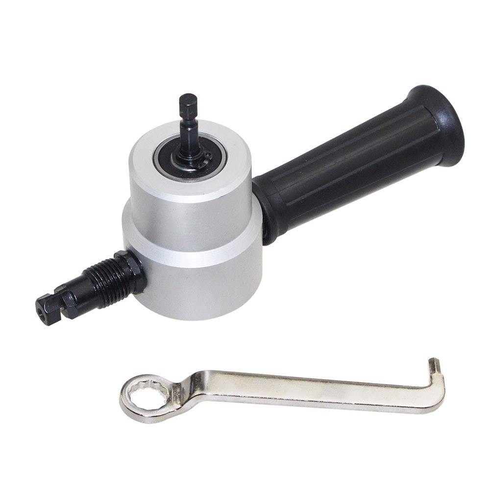 360 degree Rotary Metal Cutting Double Head Sheet Nibbler Saw Cutter Tool Drill Attachment Free Cutt