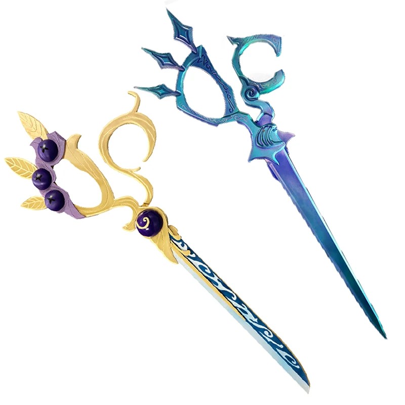 188Cm Permainan LOL Gwen Cosplay Prop Gunting Kayu Replika Senjata