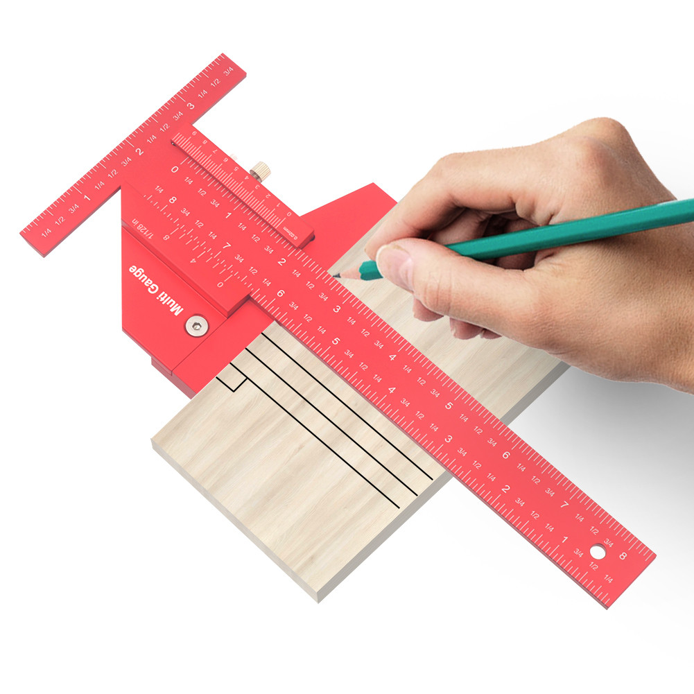 Woodworking Sliding Gauge Aluminum Alloy T Ruler Scribing Marking Gauge Measuring Tools Removable Li
