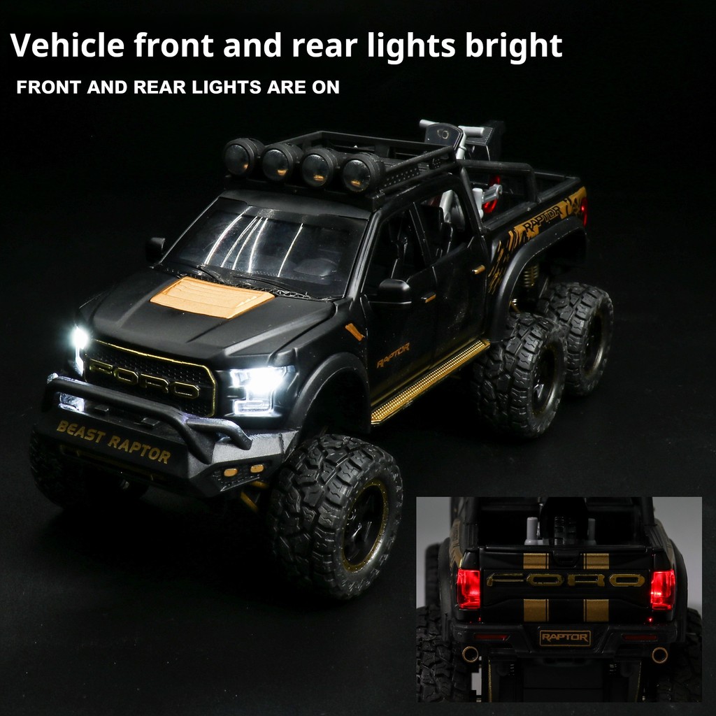 1:24 Scale Simulation Ford Raptor F150 Off-road Alloy Diecast Classic Car Model Supercar Sound Light