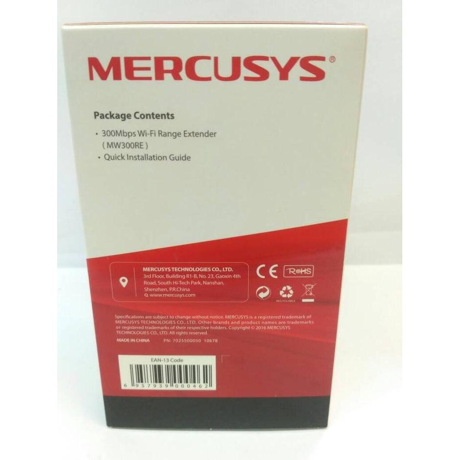 Mercusys 300Mbps Wifi Range Extender Indoor Mw300Re Mercusys