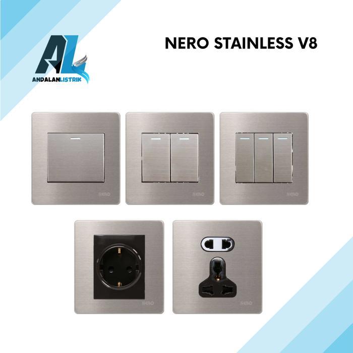 Broco - Stainless V8 Saklar Stop Kontak Kabel Socket Tembaga