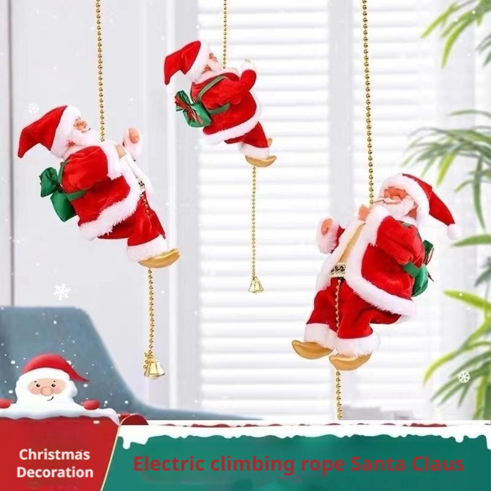 Santa Claus Climbing Beads Battery Operated Electric Climb Up and Down Climbing Santa with Light