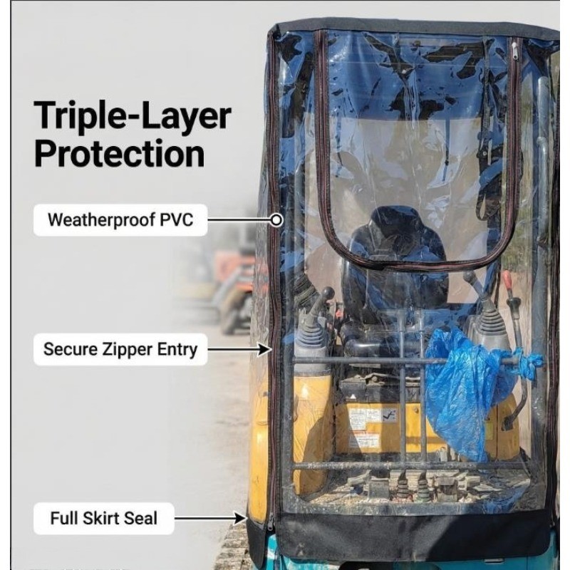 1PC MINI EXCAVATOR CAR COVER WARM AWNING THICKENED PVC WINDPROOF FOR YANMAR 17