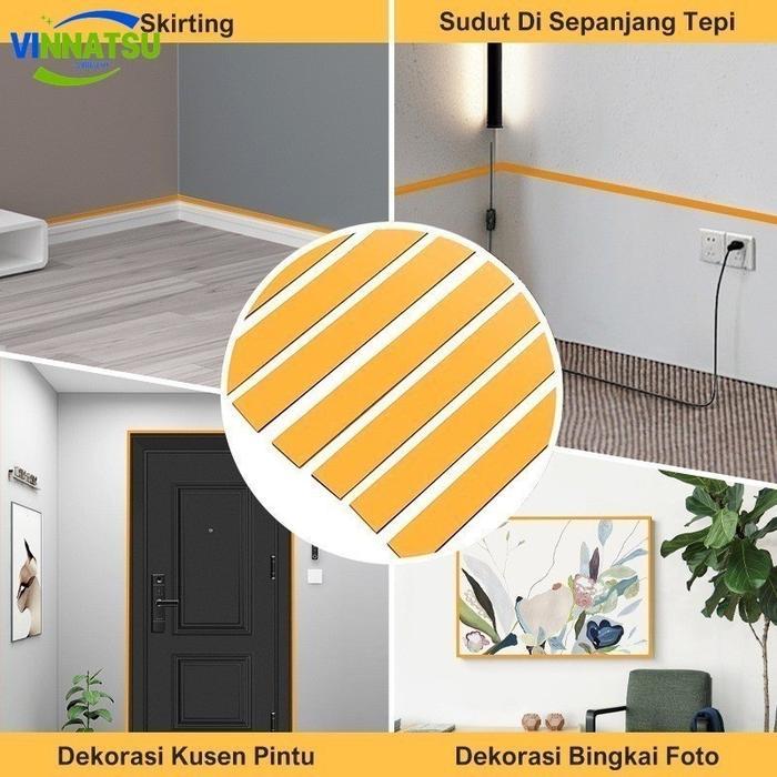 [Vinnatsu] [2CM] List Plat Strip Mirror Gold Gold List Wallpaper Dinding Plat Strip Mirror Gold