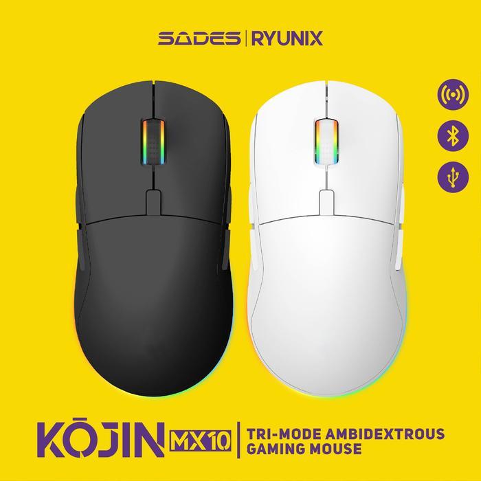 Sades Ryunix Kojin Mx10 Mouse Gaming Wireless Bluetooth Triple Mode Ambidextrous Terbaru 