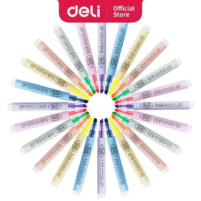 Deli Highlighter Warna Orange Candy, desain kepala miring untuk penggunaan yang nyaman S731 Pena