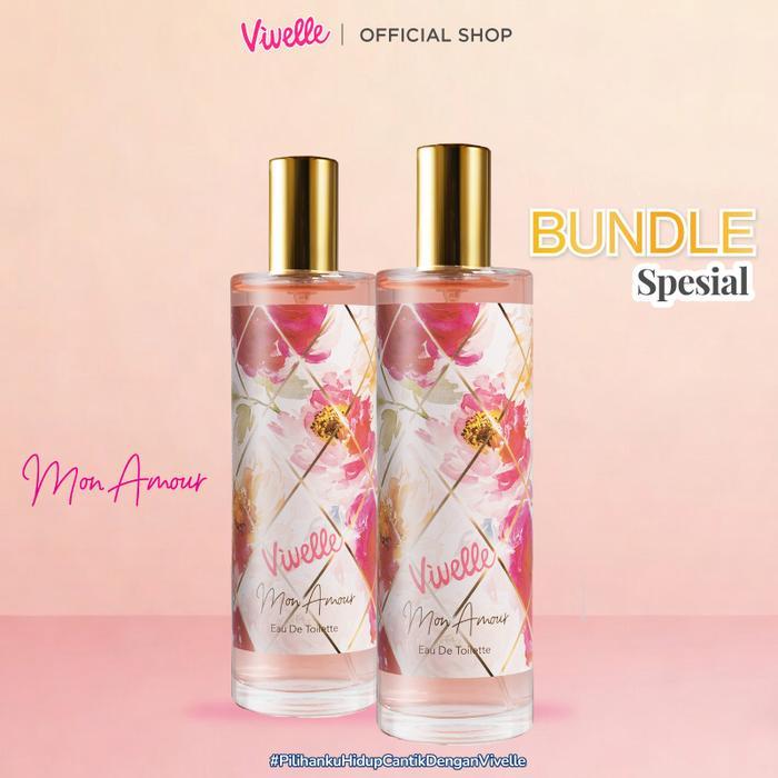 Paket 2 Pcs Vivelle Edt Mon Amour 100 Ml - Parfum Wanita - Halal & Bpom - Dapatkan Hadia Gratis