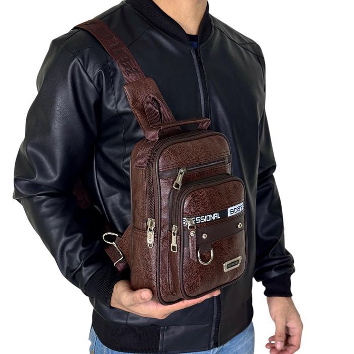 Eiger Summit Gear - Slingbag Tas Selempang Pria Bahu Bahan Kulit Pu Polo Amstar Tas Pundak Dewasa