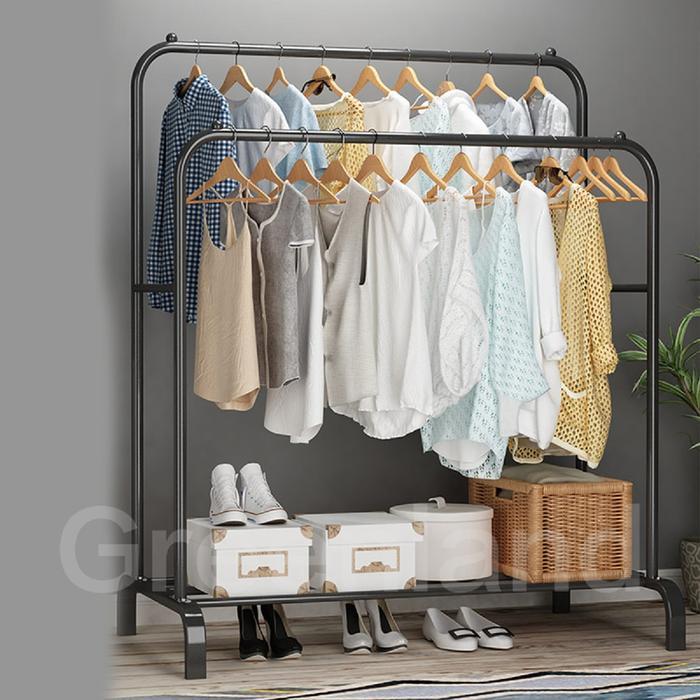 Greenland Rak Baju Stand Hanger Gawang Rak Gantungan Baju Dengan Rak Celana Jemuran Baju Mulig Rak