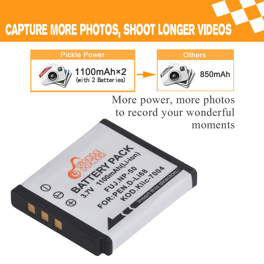 NP-50 NP50 KLIC-7004 D-Li68 Battery for Fujifilm X10 X20 F50 F75 F665 F775 F900 EXR F505 F305 F85