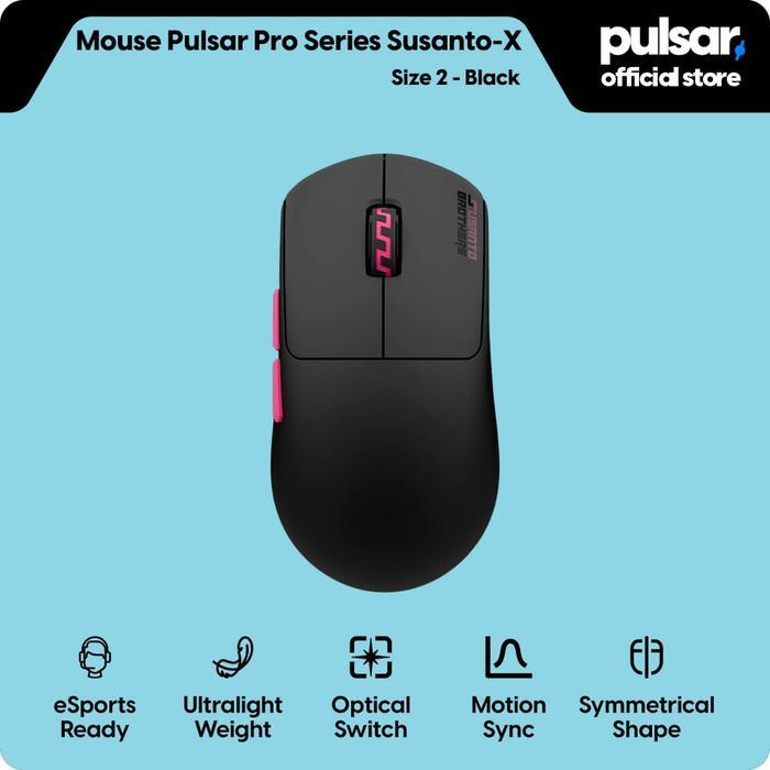 Pulsar Wireless Gaming Mouse Pulsar Pro Series Susanto-X Size 2 Black Hitam UltraLight Esports
