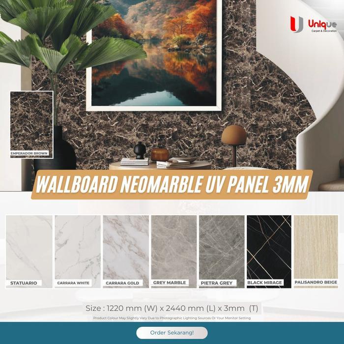 NeoMarble UV Panel 3mm / Wallpanel Marmer / UPVC Marble Hiasan Dinding