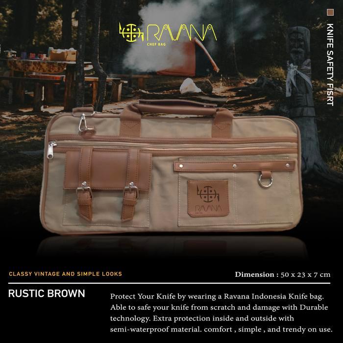 Lalaby Shop Ravana Knife Bag Tas Pisau Kulit Dan Denim 12 Slot Knife Bag