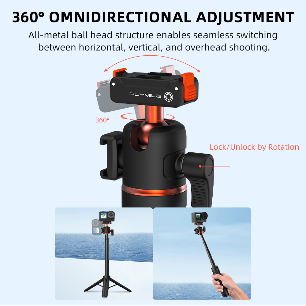 Flymile Magnetic Quick Release Tripod For DJI Osmo Action 6/Nano,Portable & Extendable,for DJI Osmo