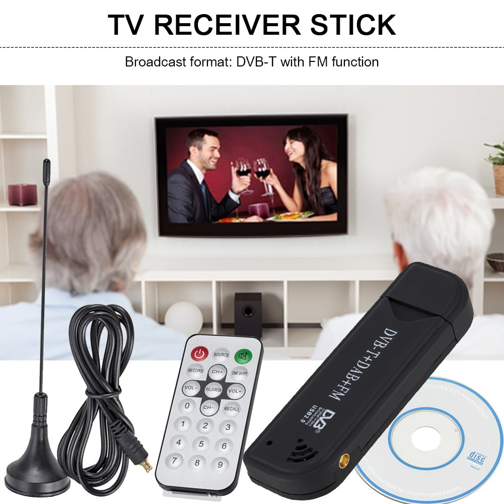 Digital TV Stick Mini USB2.0 Wireless Radio Dongle DVB-T+FM+DAB 0012 Antenna Receiver for Household