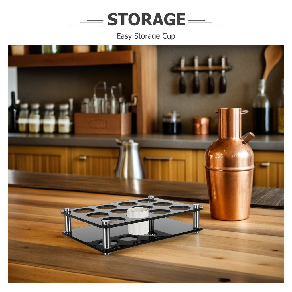 Cocktail Cup Organizer 3.8Cm Clear Acrylic Shot Tray Holder Space Saving Bar Display Rack Wine Glass