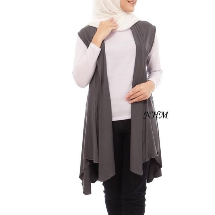 [NEW PRODUCT] NHM ROMPI CARDIGAN SASKIA TANPA LENGAN SPANDEK RAYON VEST OUTER MERAH CANTIK UNTUK