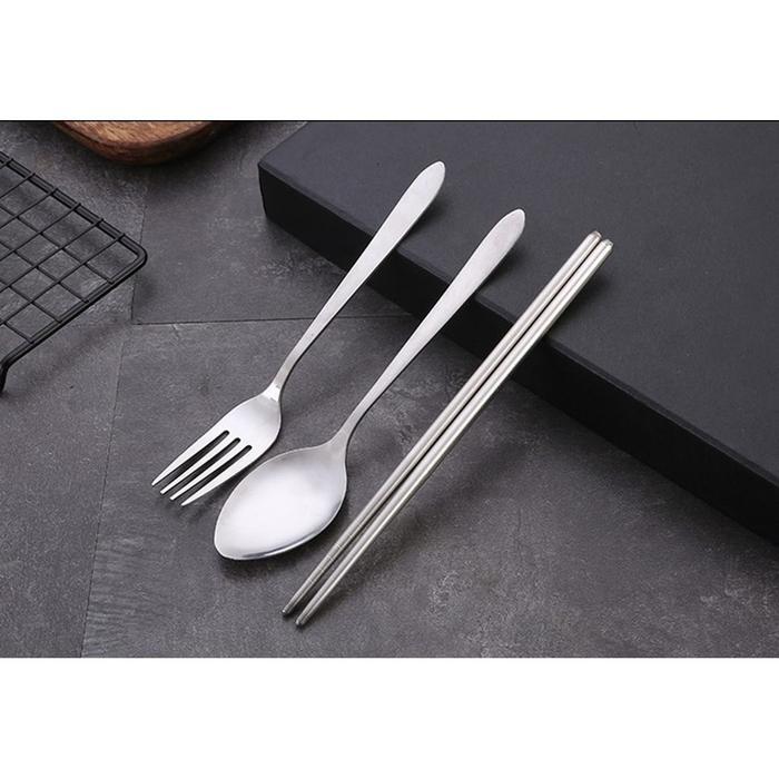 Paket Sendok Set 3pcs Garpu Sumpit Makan Cutlery Travel Camping Stainless
