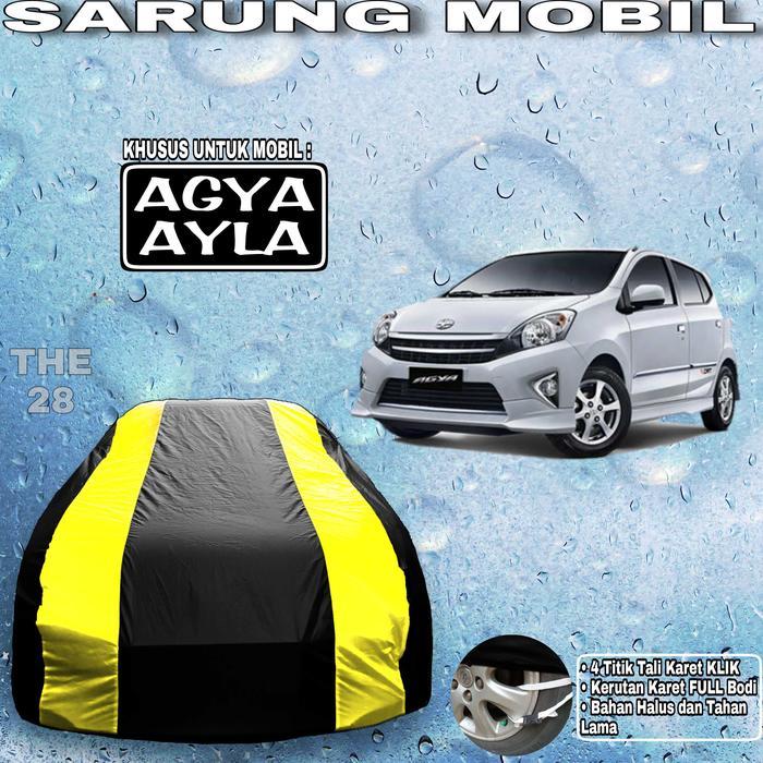 Sarung Mobil Agya Ayla Strip Kuning 2 Body Cover Agya Ayla
