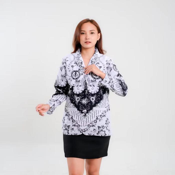 batik pgri pria wanita terbaru lapisan furing bahan bsw atasan pgri model blazer baju pgri pakaian