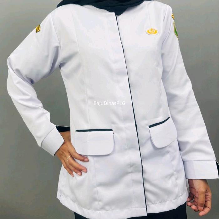 baju asn dinas wanita list hitam putih baju seragam crop cpns