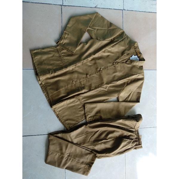 seragam pdh wanita baju dan celana warna khaki tua bahan toyobo bisa request ukuran