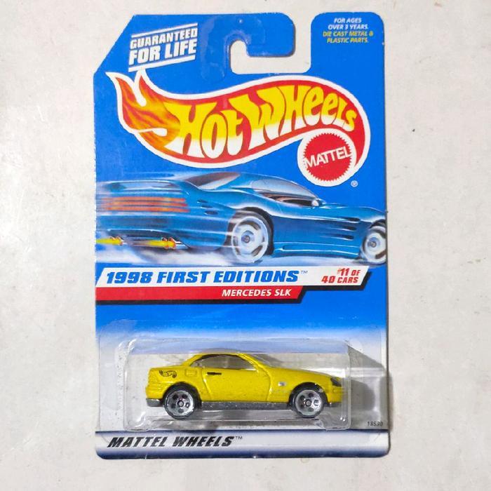 Hotwheels Hot Wheels Mercedes Benz SLK kuning 1998 ban 5DOT First Editions base besi