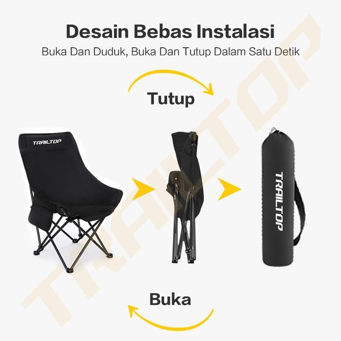 [Ready] Trailtop Kursi Sandaran Kursi Lipat Outdoor Beban 150Kg Kursi Santai Portable Kursi Camping