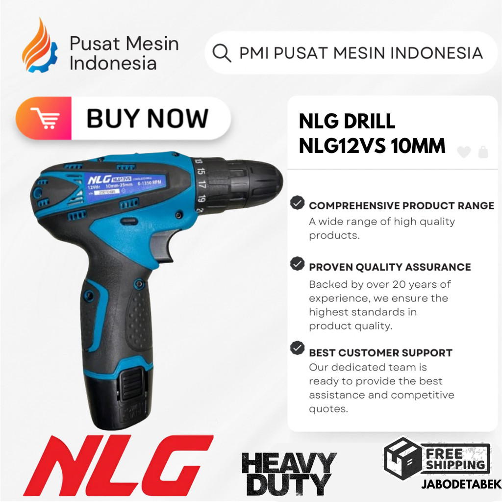 NLG DRILL NLG12VS 10MM CORDLESS DRILL SET 2X1.5AH / MESIN BOR TANGAN CORDLESS / MESIN BOR BESI KAYU 