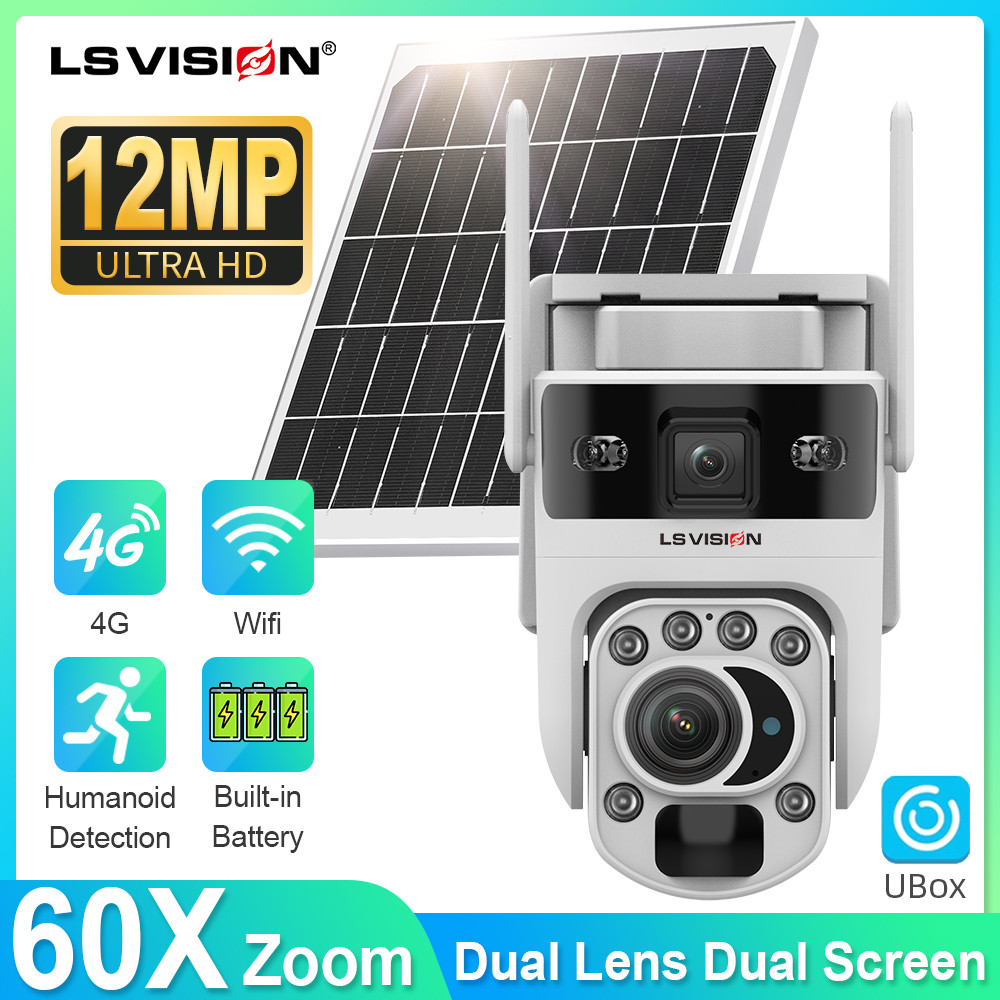 LS VISION 60X Optical Zoom Outdoor Surveillance Camera Wifi Outdoor Dual Lens & Dual Screen Cctv Ai