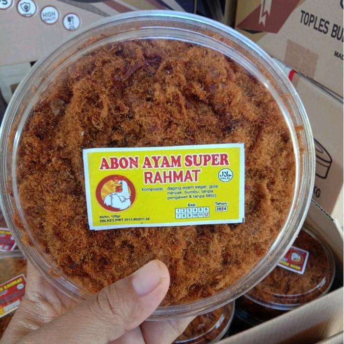 "New" Abon Ayam Super Rahmat pedas & original isi toples FULL Rendah gula Rendah lemak Alami
