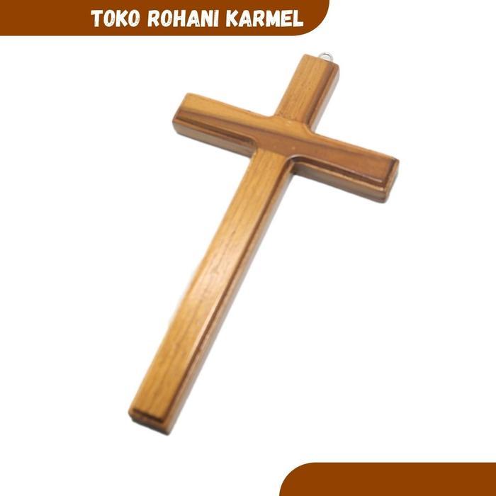 CUCI GUDANG SALIB DINDING KAYU POLOS 40 CM (BESAR) / SALIB GANTUNG KRISTEN / HIASAN DINDING KRISTEN
