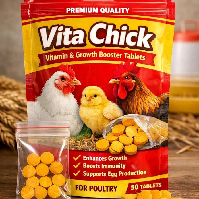 Vita Chick Vitamin C/Exsi Untuk Burung Dan Unggas Lainnya Isi 50 Butir Meningkatkan Kekebalan Tubuh