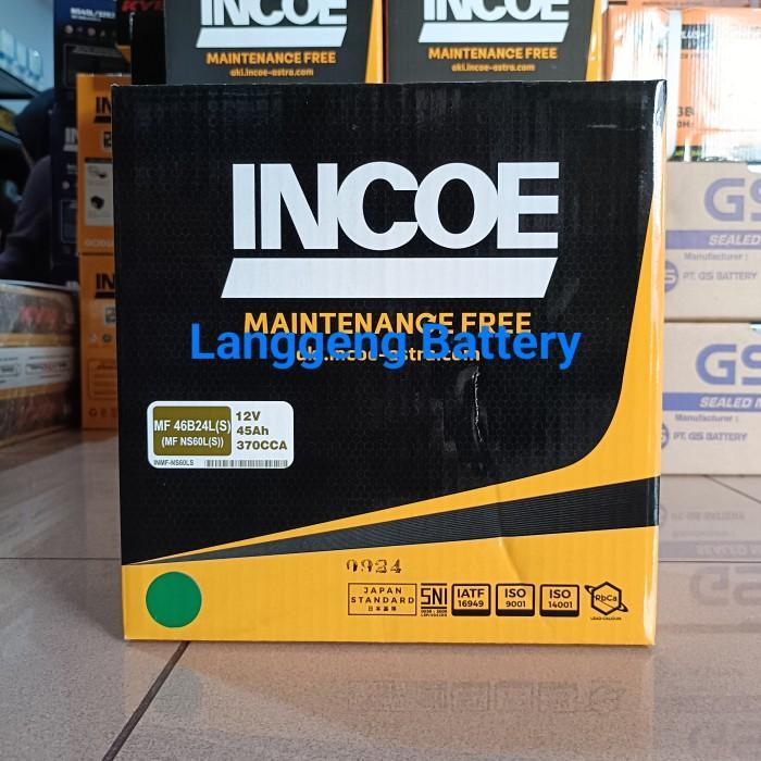 AKI / ACCU MOBIL InnovaBensinlama,Yaris, Vios NS60LS / 46B24LS INCOE MF Aki Kering 12volt /45amper